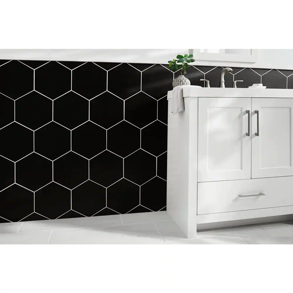MSI Glassel Nero Hexagon 9 in. x 10 in. Matte Porcelain Stone Look Floor and Wall Tile (6.89 sq. ft./Case)