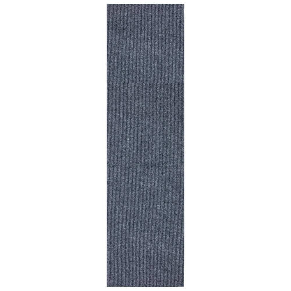 Sweet Home Stores Ribbed Waterproof Non-Slip Rubber Back Solid Runner Rug 2 ft. W x 9 ft. L Gray Polyester Garage Flooring