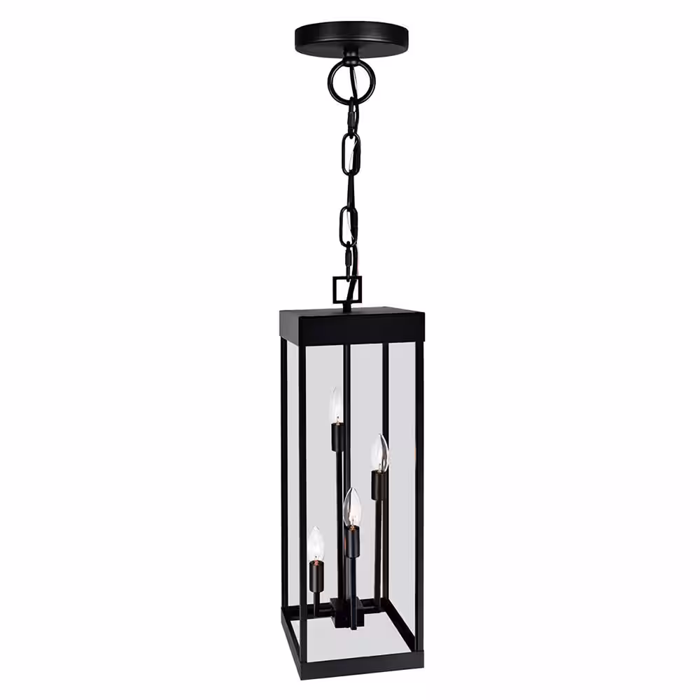CWI Lighting Windsor 22.5 in. 4-Light Black Outdoor Pendant Light