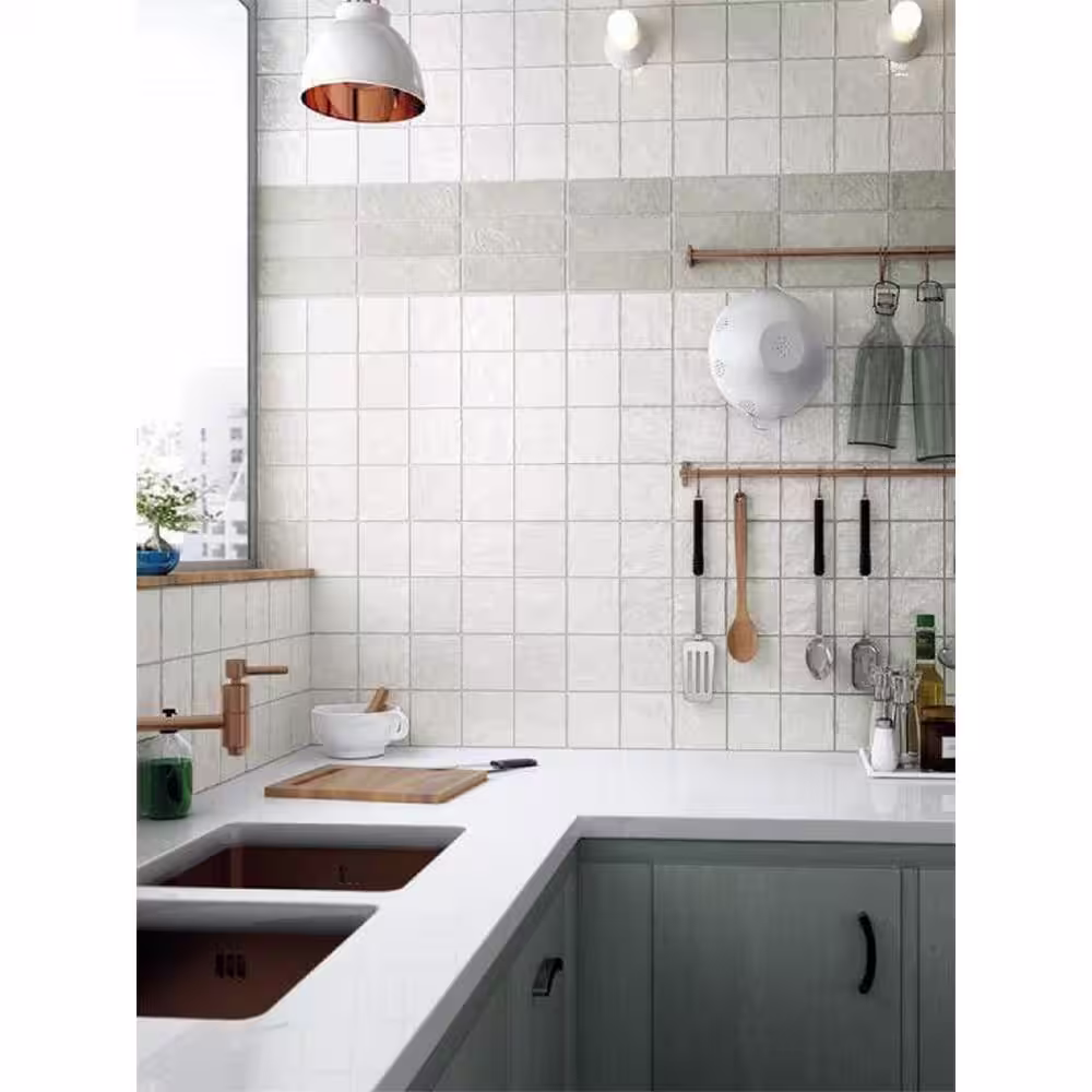 Apollo Tile White 4 in. x 4 in. Polished and Honed Ceramic Mosaic Tile (5.38 sq. ft./Case)