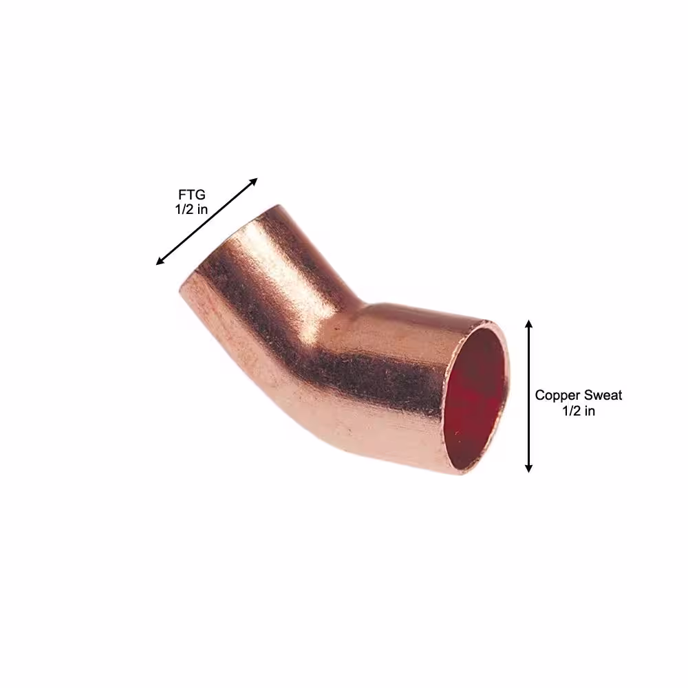 Everbilt 1/2 in. Copper Pressure 45-Degree Fitting x Cup Street Elbow