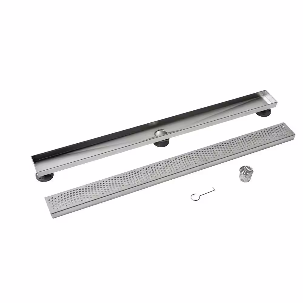 Oatey Designline 36 in. Stainless Steel Linear Shower Drain with Wave Pattern Drain Cover