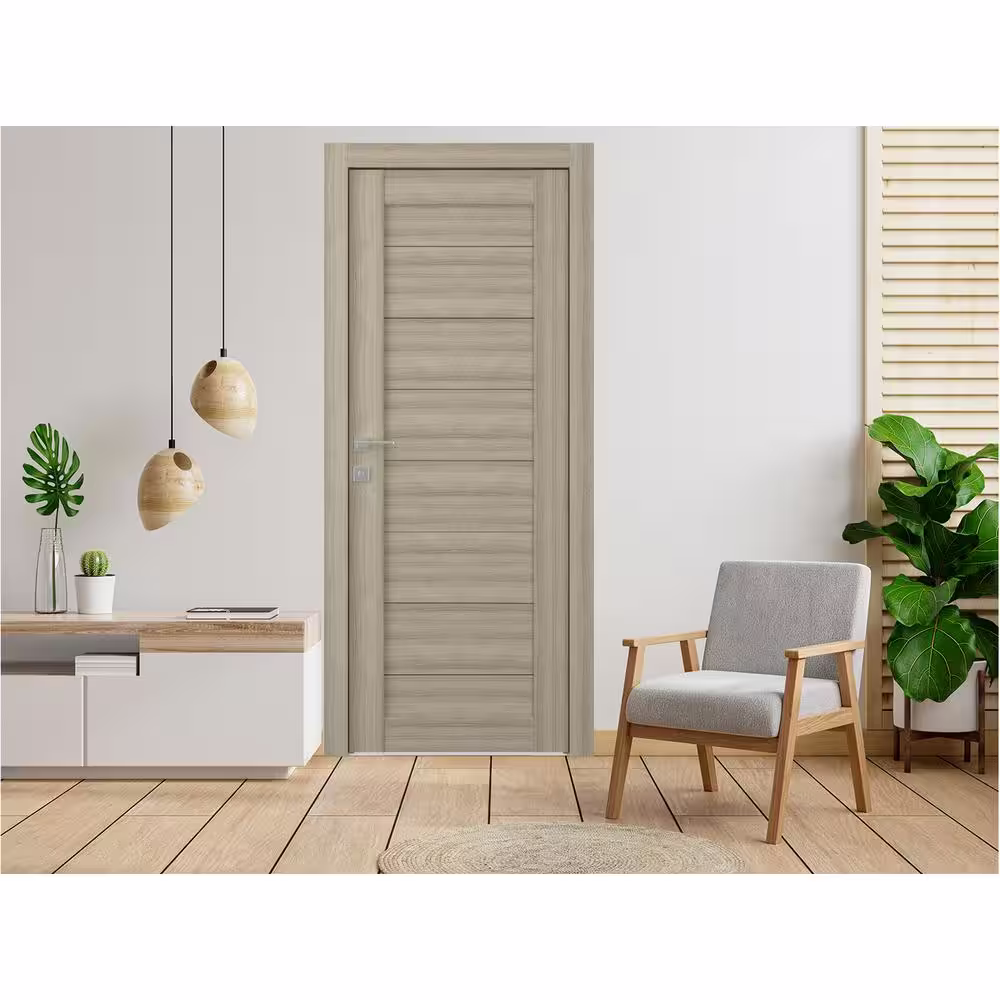 Belldinni Ermi 30 in. W x 80 in. H x 1-3/4 in. D 8-Panel Solid Core Shambor Prefinished Wood Interior Door Slab