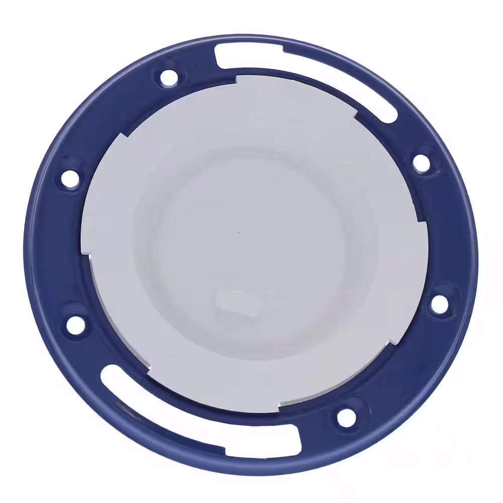 JONES STEPHENS 7 in. O.D. Plumbfit PVC Closet (Toilet) Flange w/Metal Ring & Knockout, Fits Over 3 in. or Inside 4 in. Sch 40 DWV Pipe