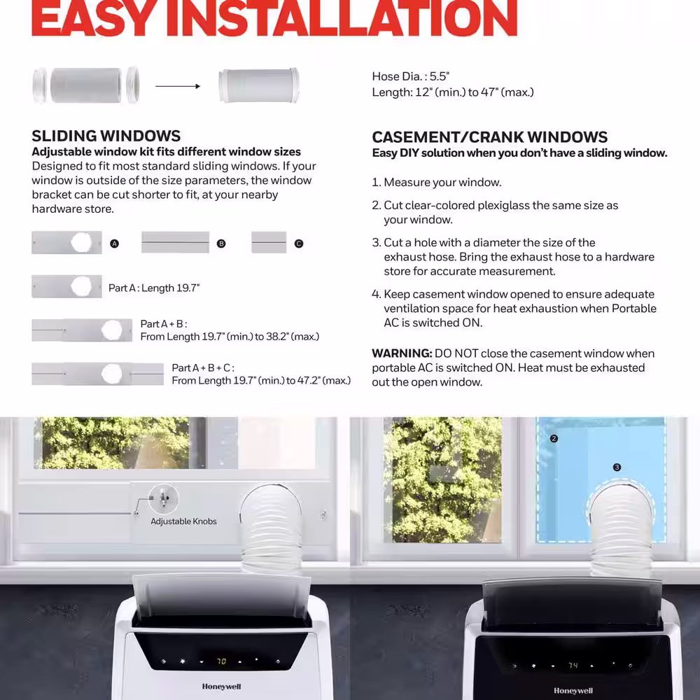 Honeywell 11,000 BTU (8,000 BTU DOE) Portable Air Conditioner with Dehumidifier in White