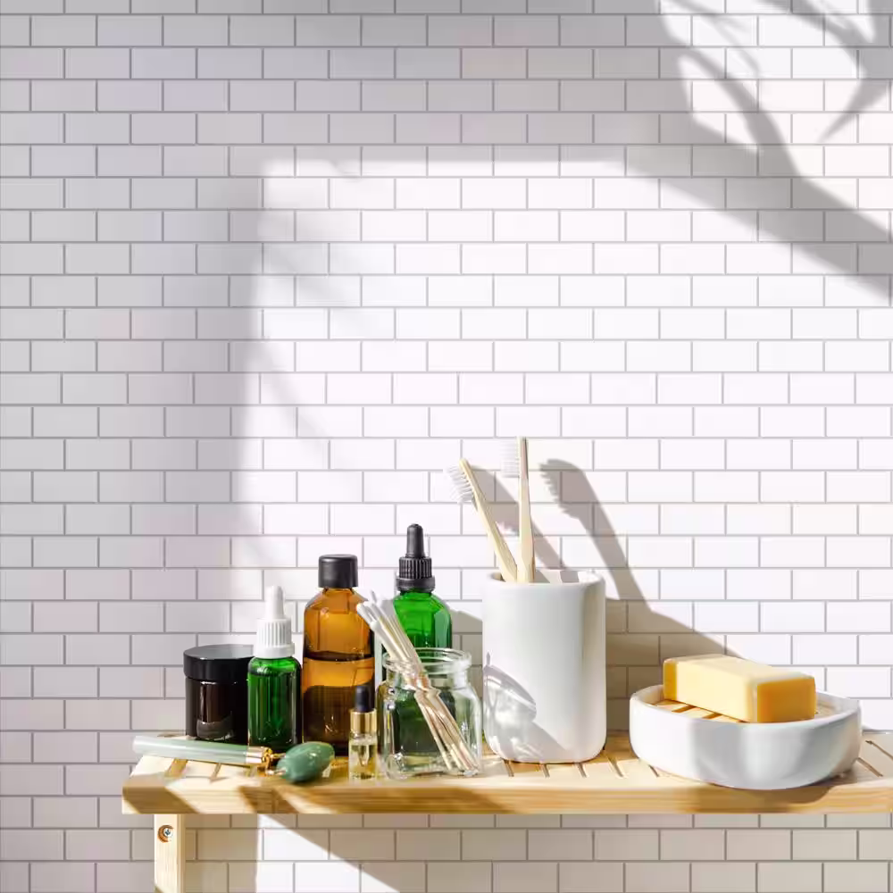 Merola Tile Metro Subway Glossy White 11-3/4 in. x 11-3/4 in. Porcelain Mosaic Tile (9.8 sq. ft./Case)