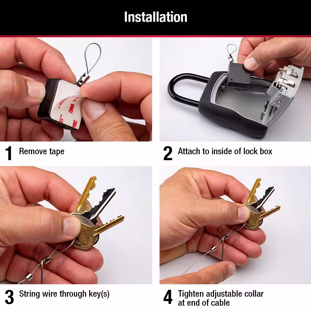 Master Lock Lock Box, Resettable Combination Dials with Tether (Bundle Pack)