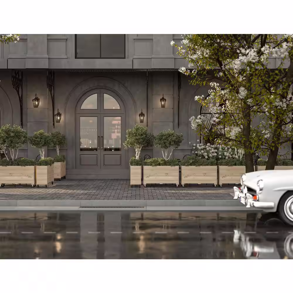 Ejoy 45 in. x 25 in. x 14 in. Solid Wood Mobile Planter Barrier