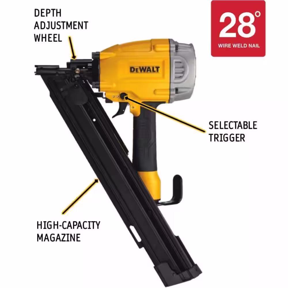 DEWALT Pneumatic 28-Degree Framing Nailer