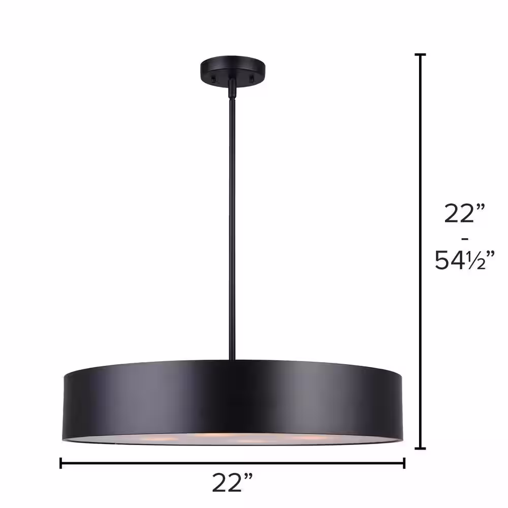 CANARM Dexter 4-Light Matte Black Pendant Light with Metal Shade