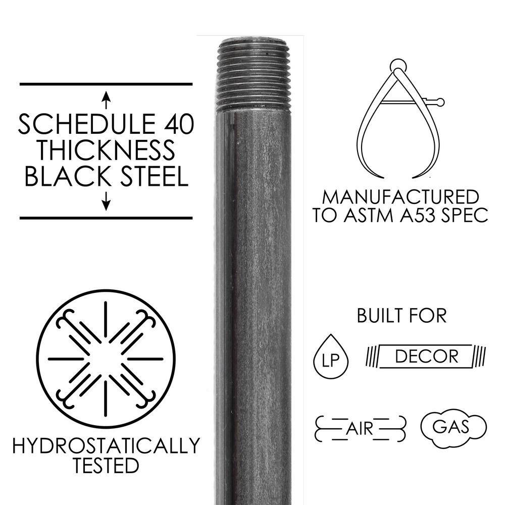 PIPE DECOR 3/4 in. x 36 in. Black Industrial Steel Grey Plumbing Pipe (4-Pack)