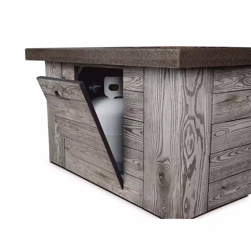 Real Flame Forest Ridge 42 in. MGO Propane Fire Pit Table in Weathered Gray with Natural Gas Conversion Kit