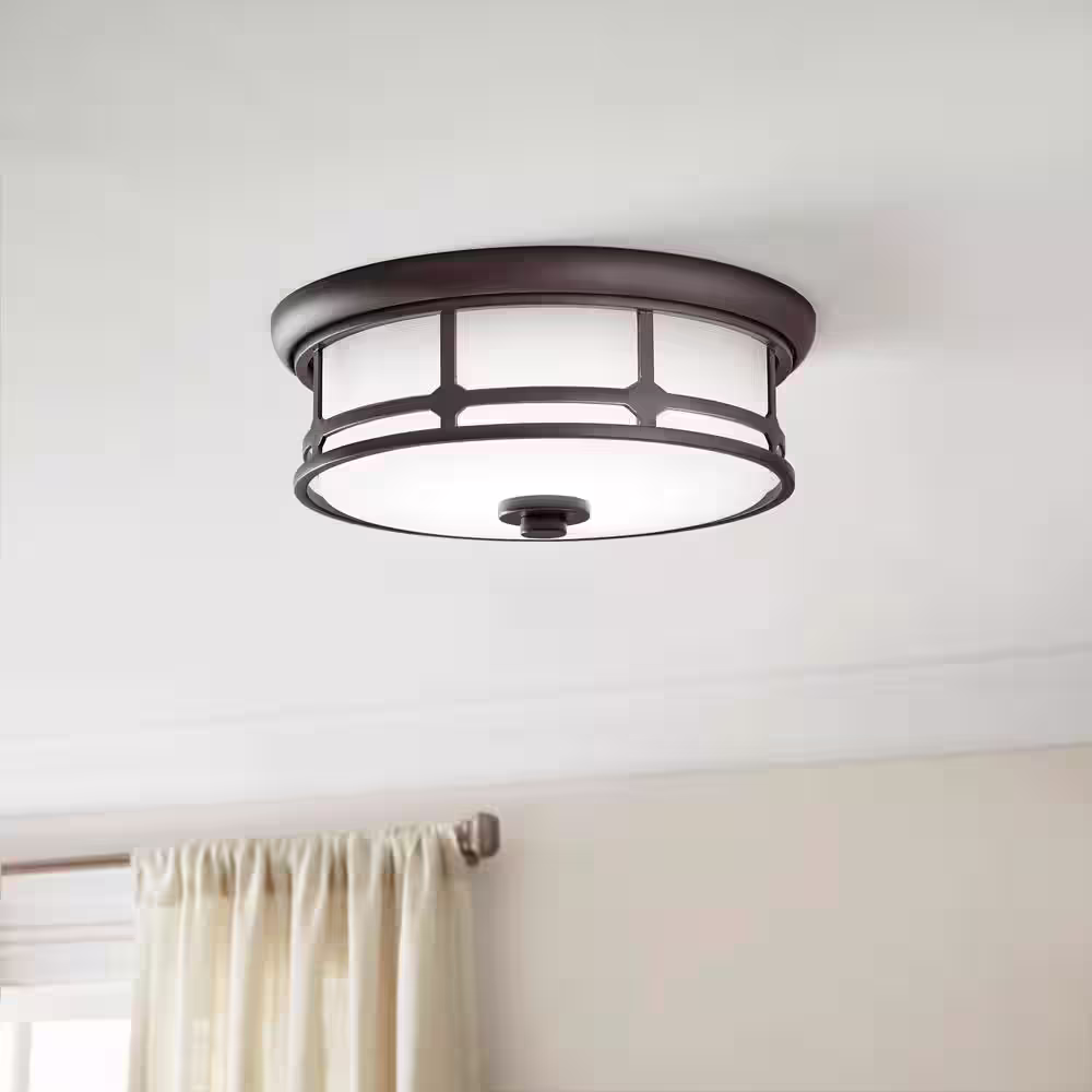 Home Decorators Collection Portland Court 14 in. Oil Rubbed Bronze LED Flush Mount Ceiling Light