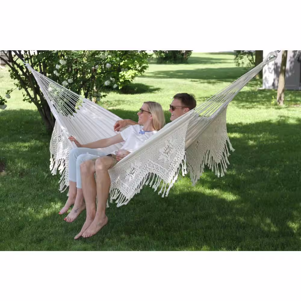 Vivere 14 ft. Brazilian Cotton Double Hammock Deluxe in Natural