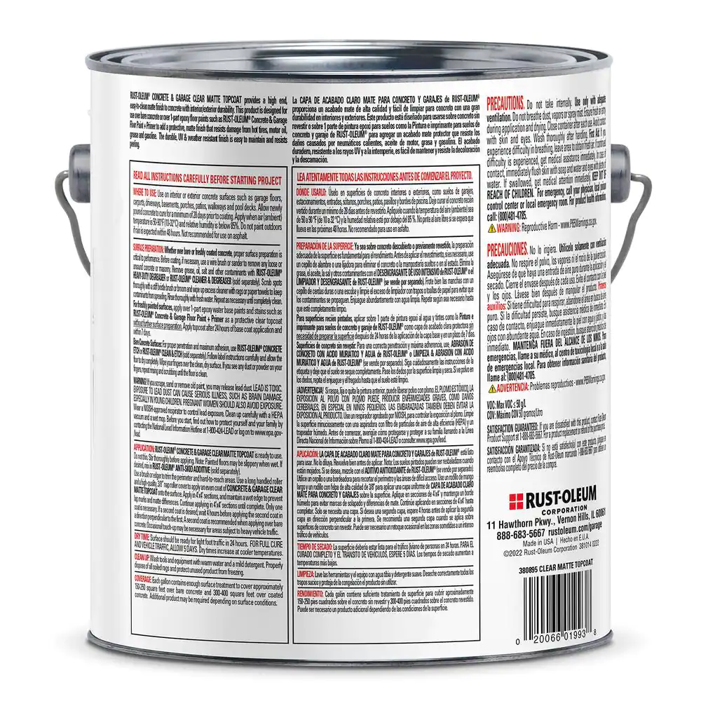 Rust-Oleum 1 gal. Matte Clear Concrete and Garage Floor Topcoat (Case of 2)