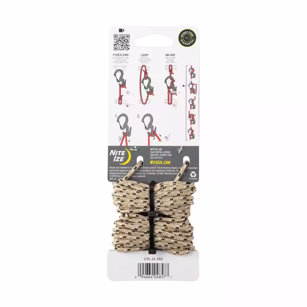 Nite Ize Figure 9 Carabiner Rope Tightener - 2 pack - Small - Black with Rope - Black