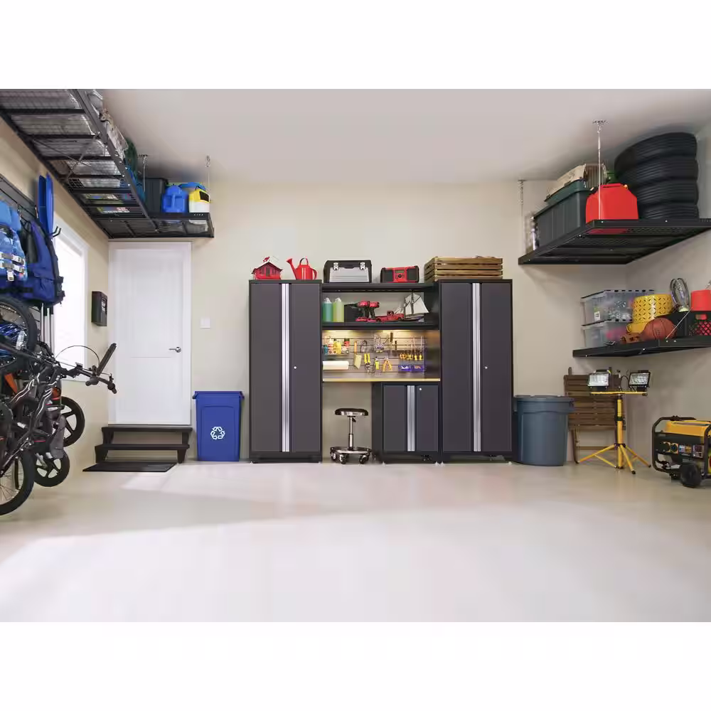 NewAge Products Bold Series 3-Piece 24-Gauge Steel Garage Storage System in Gray (108 in. W x 77 in. H x 18 in. D)