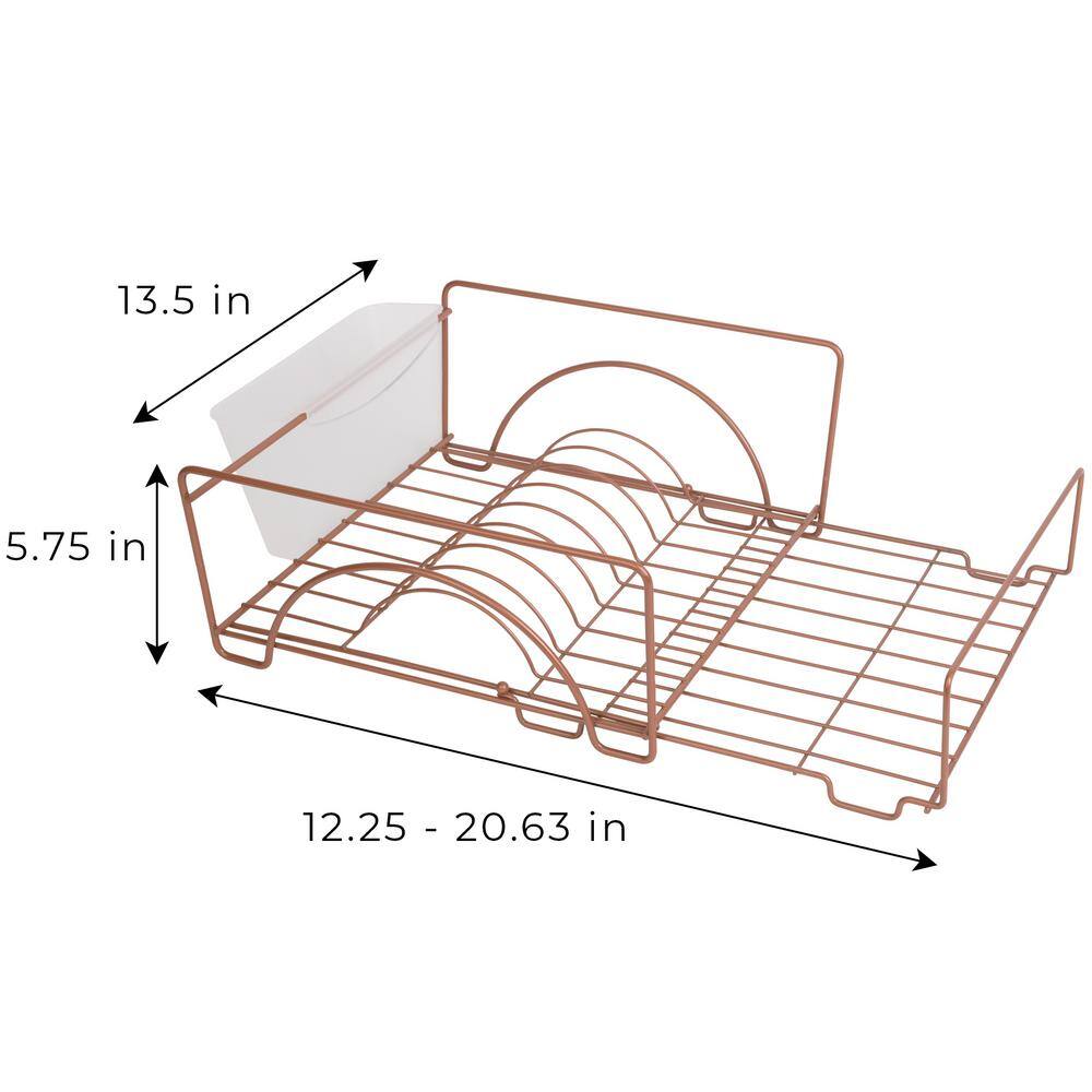Smart Design Expandable Dish Drainer Rack - Rose Gold - 13.5 x 20.63 Inch