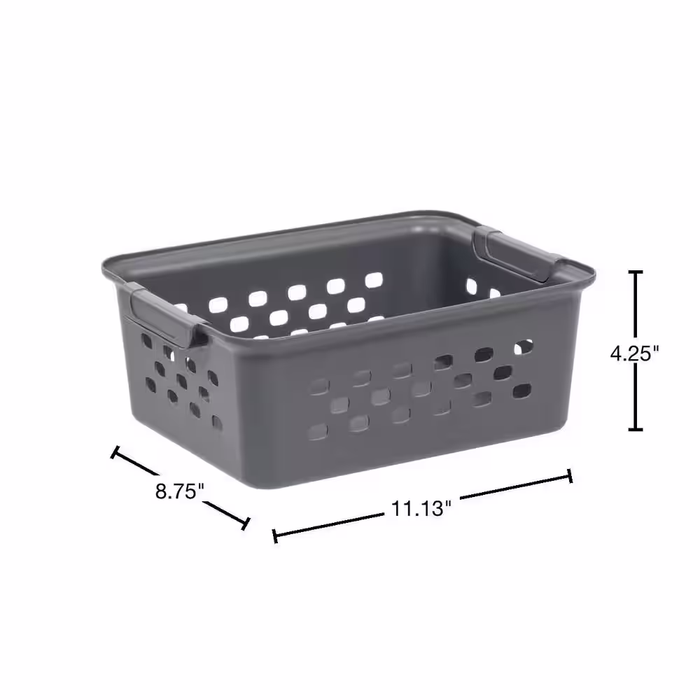 IRIS 7 qt. Organizer Storage Basket in Gray with Built in Handle (10-Pack)