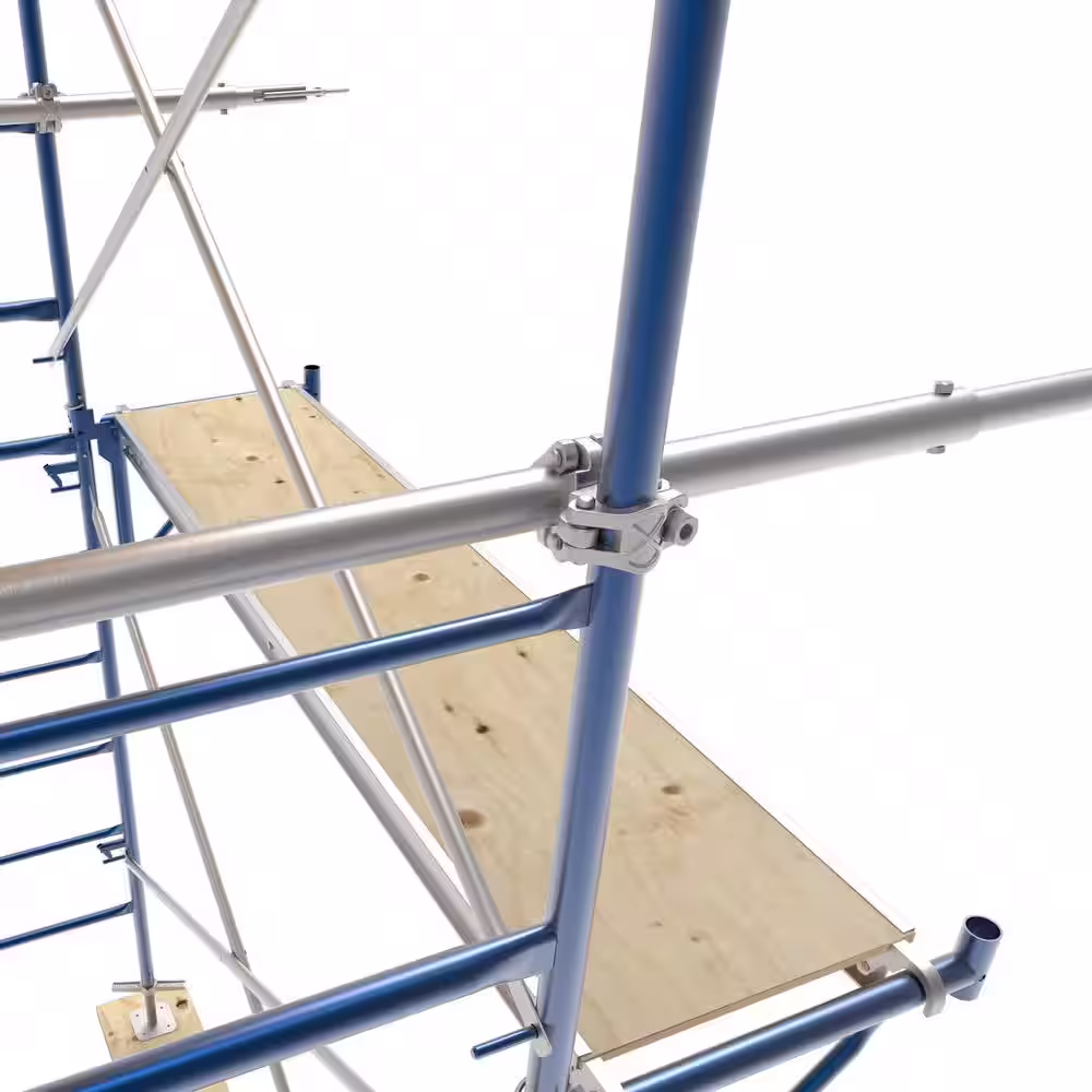 MetalTech 9 in. x 4.5 in. x 4.5 in. Galvanized Steel Bolted Swivel Dual Clamp for Connecting Parts/Accessories to Scaffold Frame