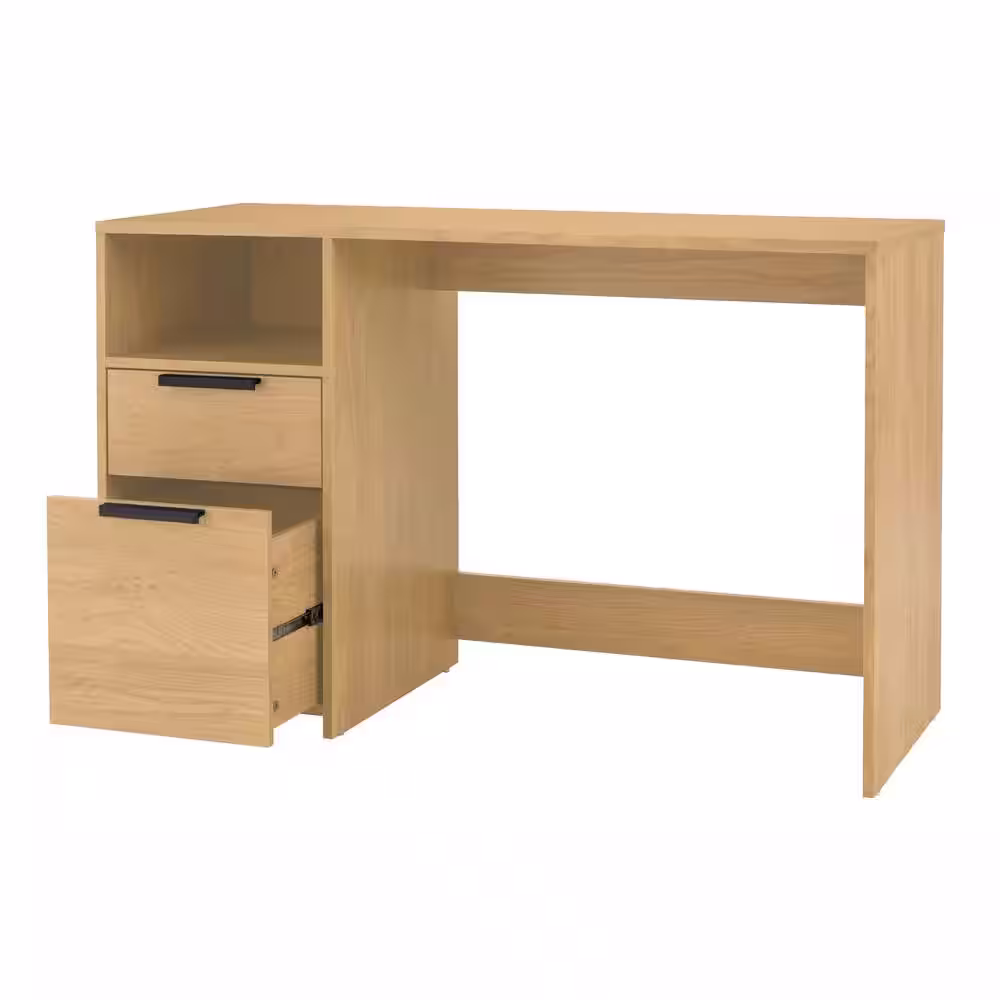 StyleWell Braxten 47 in. Rectangular Light Oak Brown Finish 2-Drawer Computer Desk