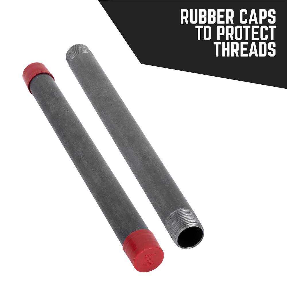 PIPE DECOR 1-1/2 in. x 24 in. Industrial Steel Grey Plumbing Pipe in Black (4-Pack)