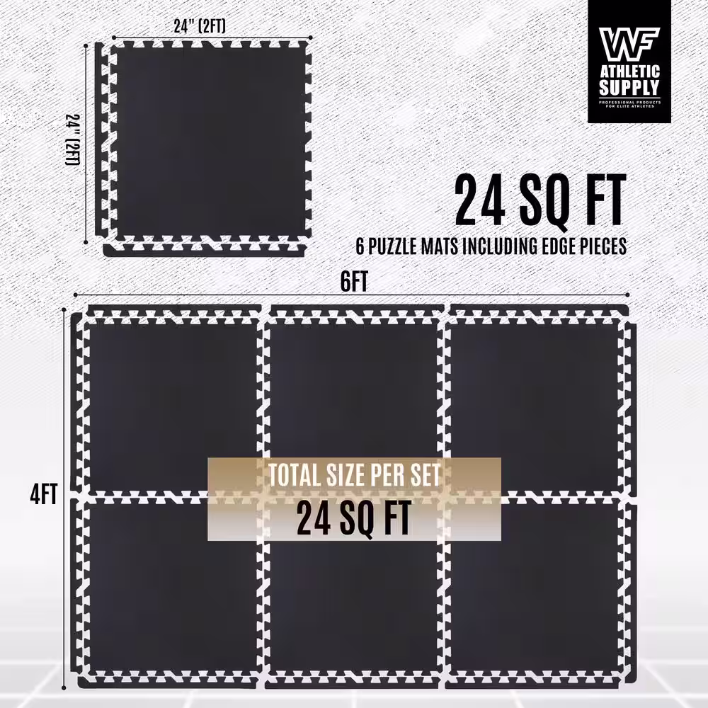 None Black Carpet Texture Top 24 in. x 24 in. x 12 mm Interlocking Tiles for Home Gym Kids Room and Living Room (24 sq. ft.)
