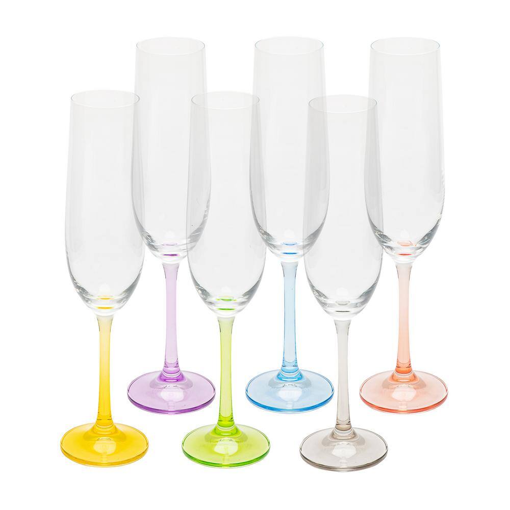 None Rainbow 6 oz. Flute x 6 assorted (Set of 6)