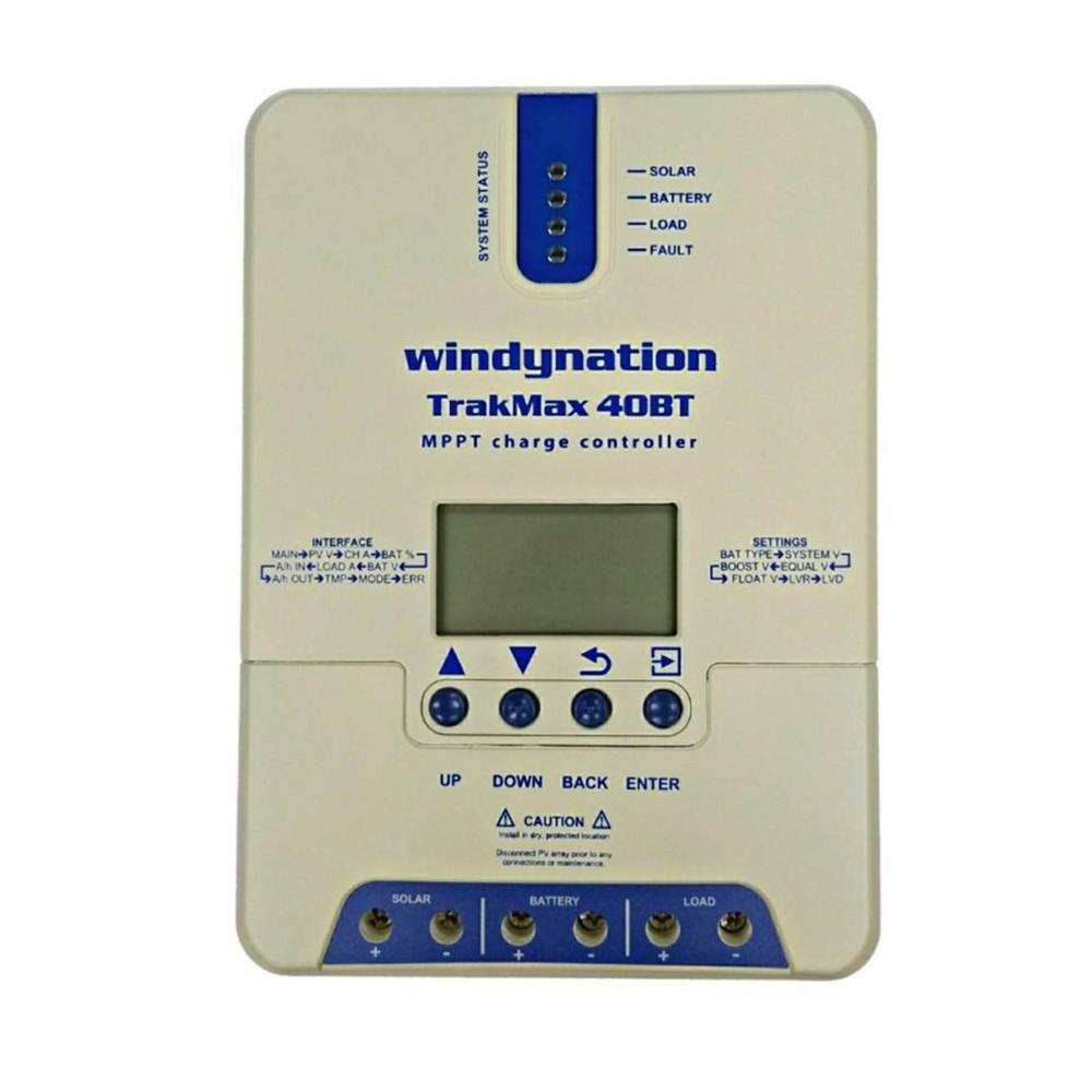 WindyNation TrakMax MPPT 12-Volt/24-Volt 40 Amp Solar Charge Controller with Remote Meter Kit