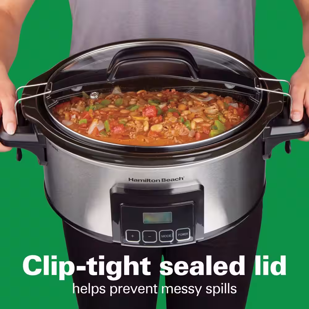 Hamilton Beach Stay or Go 6 Qt. Stainless Steel Slow Cooker with Built in Timer