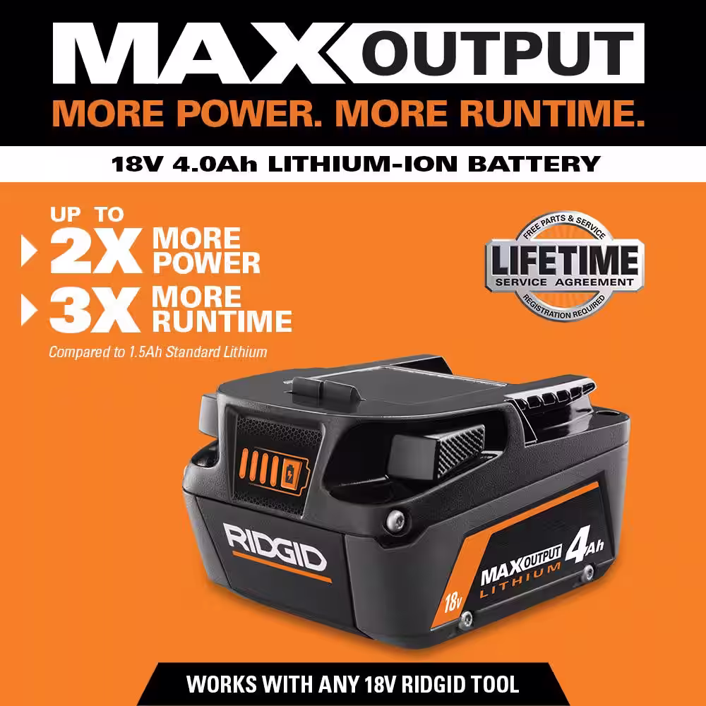 RIDGID 18V 4.0 Ah MAX Output Lithium-Ion Battery
