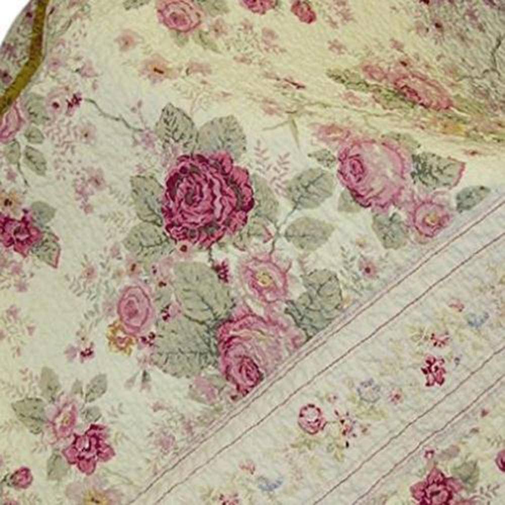 Greenland Home Fashions Antique Rose Multicolored Quilted Cotton Throw