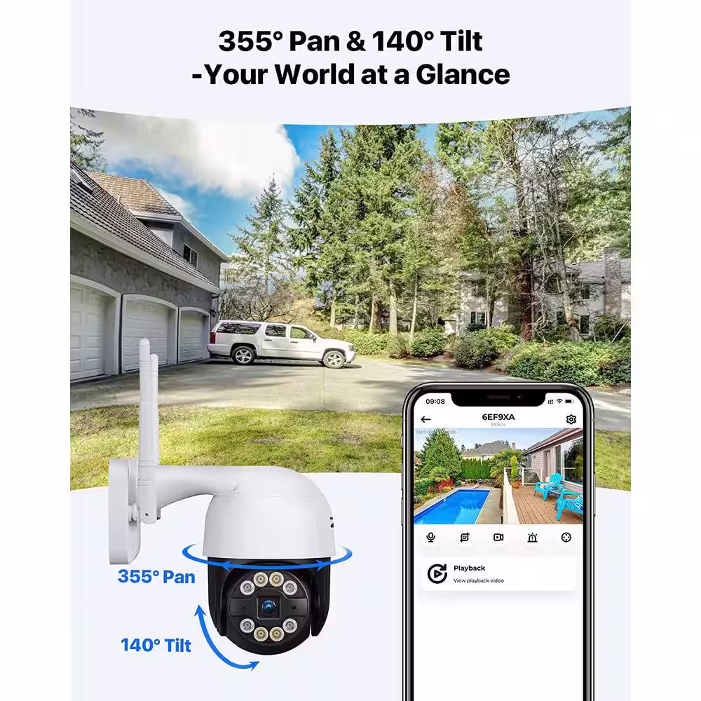 ZOSI 1080p Wi-Fi Pan/Tilt Security Camera, Wireless Surveillance System with Human Detection, 2-Way Audio