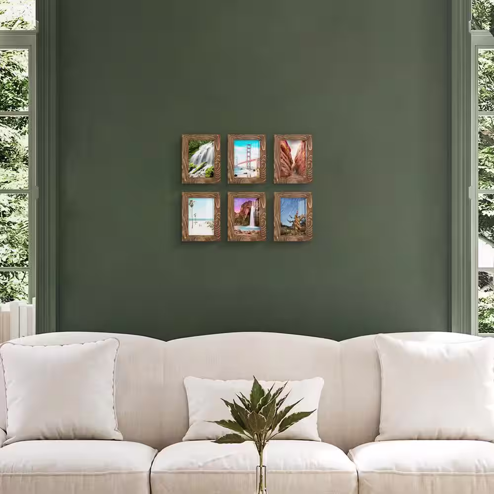 None Woodgrain 3.5 in. x 5 in. Walnut Picture Frame (Set of 6)