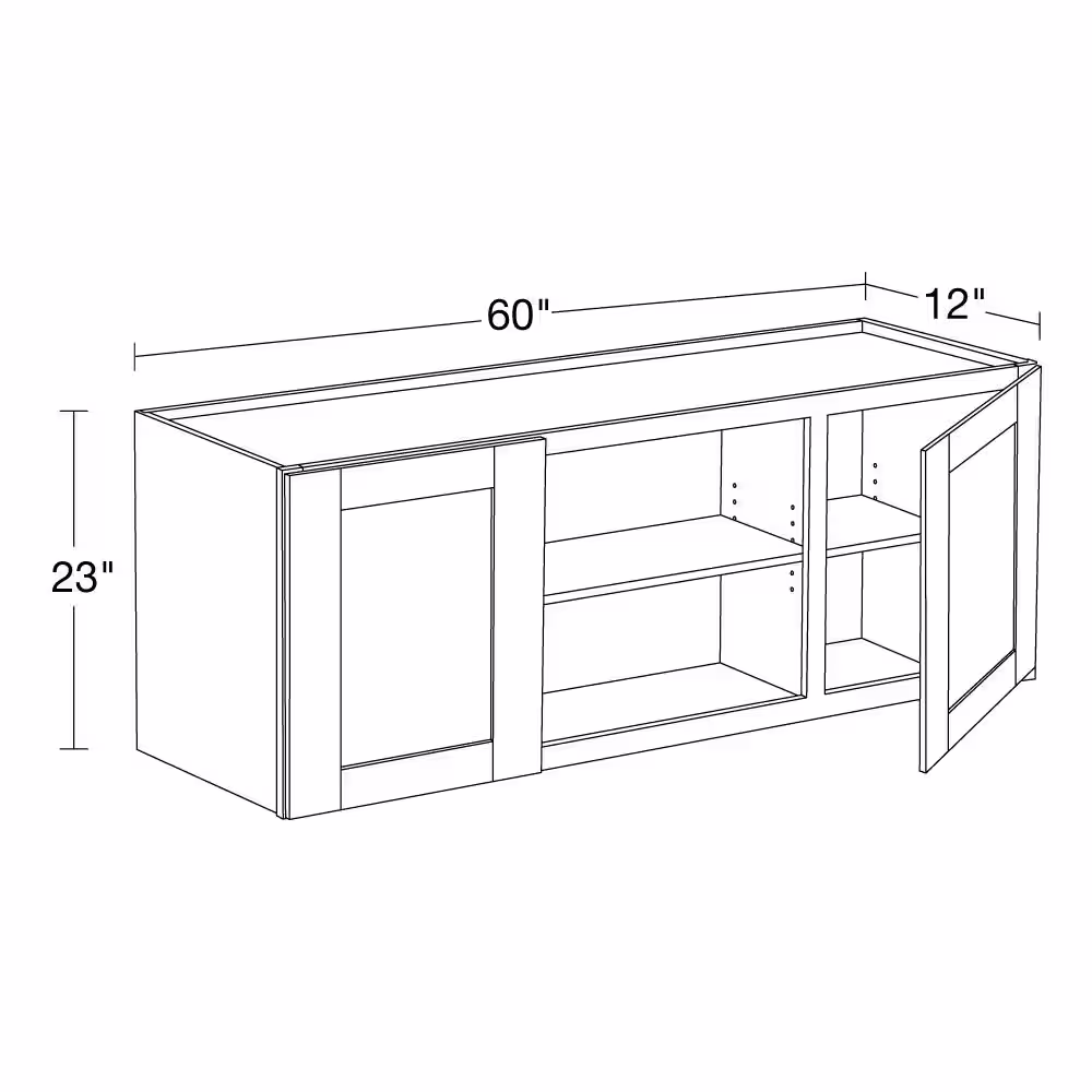 MILL'S PRIDE Richmond Verona White 23 in. H x 60 in. W x 12 in. D Plywood Laundry Room Wall Cabinet with 3 Shelves