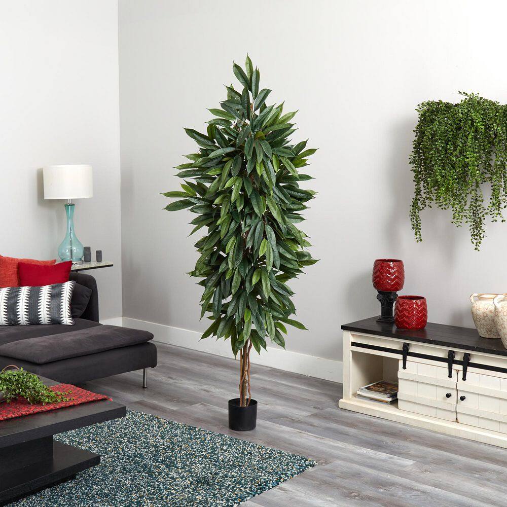 Nearly Natural Indoor 6.5 in. Mango Artificial Tree
