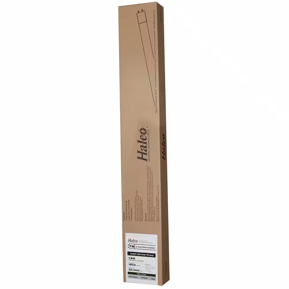 HALCO LIGHTING TECHNOLOGIES 4 ft. 13-Watt T8 Dimmable LED Linear Light Bulb Type A Cool White 4000K (10-Pack)
