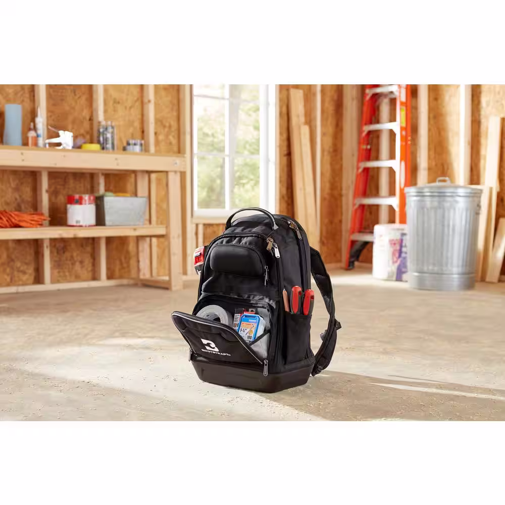 BOOTSTRAPT 15 in. Contractor's Backpack with Integrated Power Bank Compartment and Waterproof Rain Cover