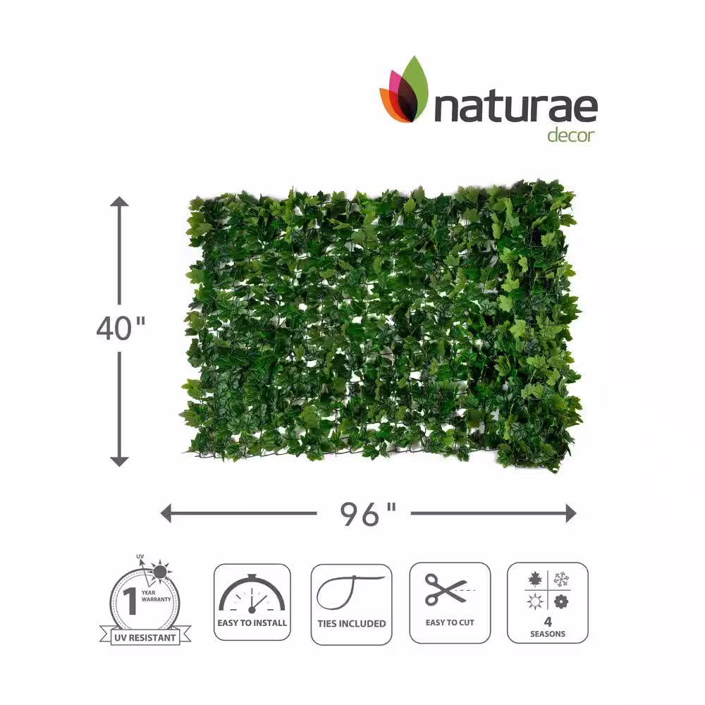 NATURAE DECOR 40 in. x 96 in. Artificial Maple Leaves Privacy Screen