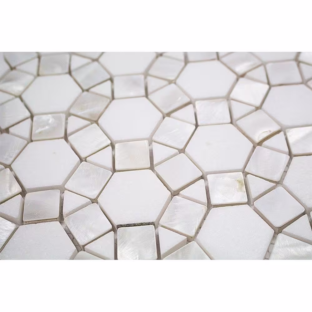 Ivy Hill Tile Noble White Thassos 9-3/4 in. x 12-1/4 in. x 10 mm Polished Pearl and Marble Mosaic Tile