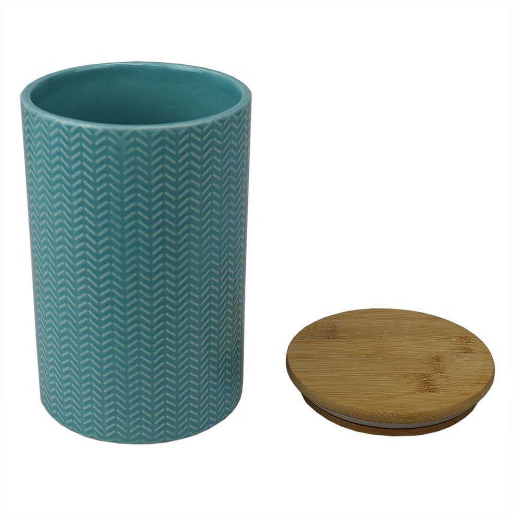 Home Basics Wave Turquoise Large Ceramic Canister