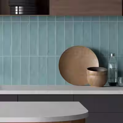 MOLOVO Zarati Acqua Blue 2.95 in. x 11.81 in. Polished Ceramic Wall Tile (6.03 sq. ft./Case)