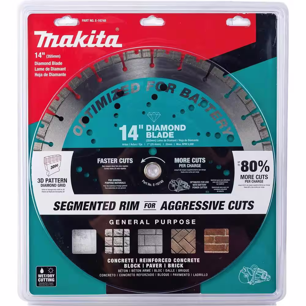 Makita 14 in. Thin Kerf Diamond Blade, Segmented