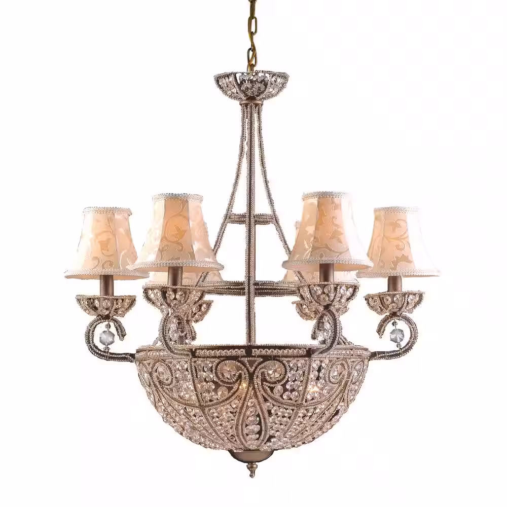Titan Lighting Elizabethan 1-Light Patterned Beige Fabric Mini Shade