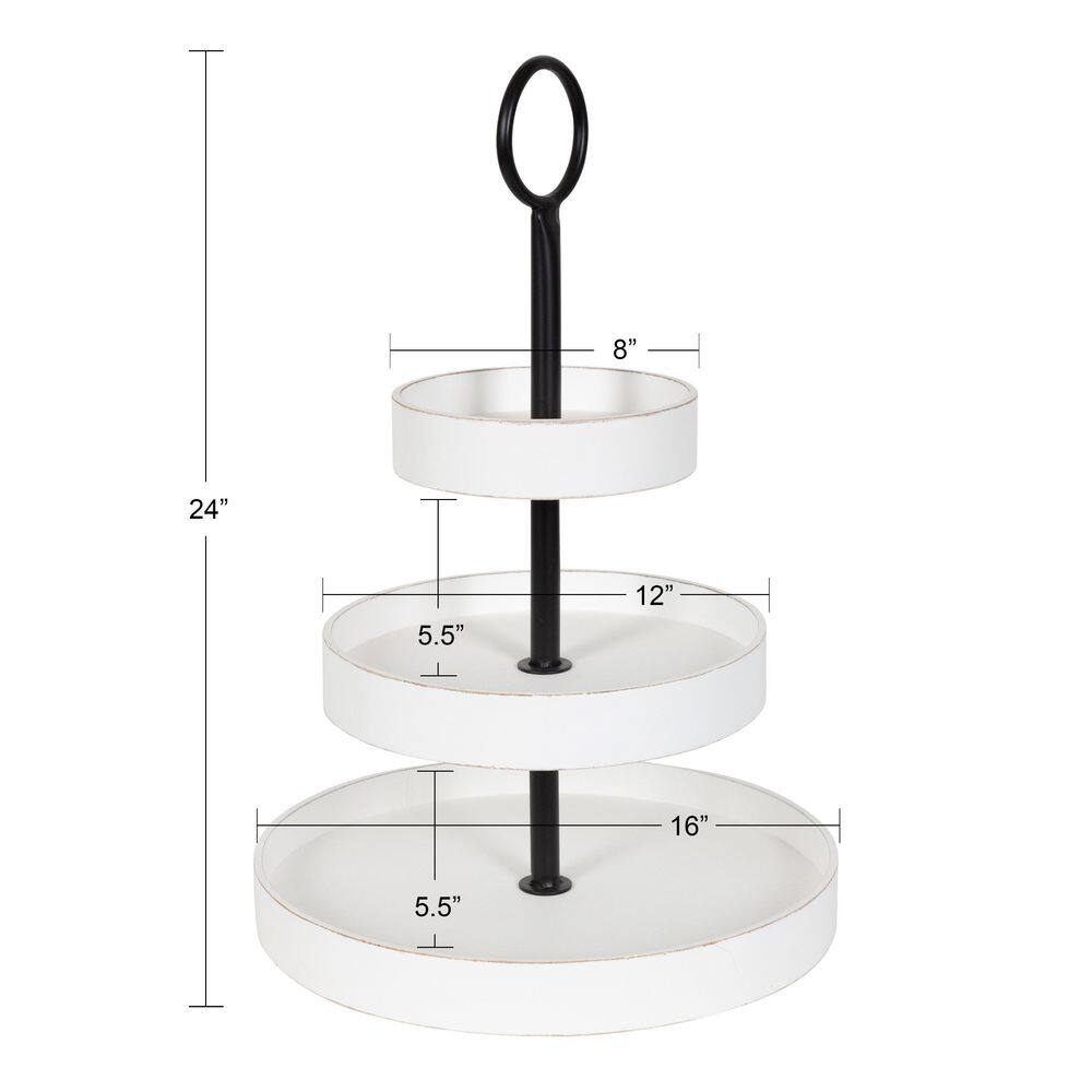 Kate and Laurel Woodmont 15.75 in. W Round White MDF Decorative Tray