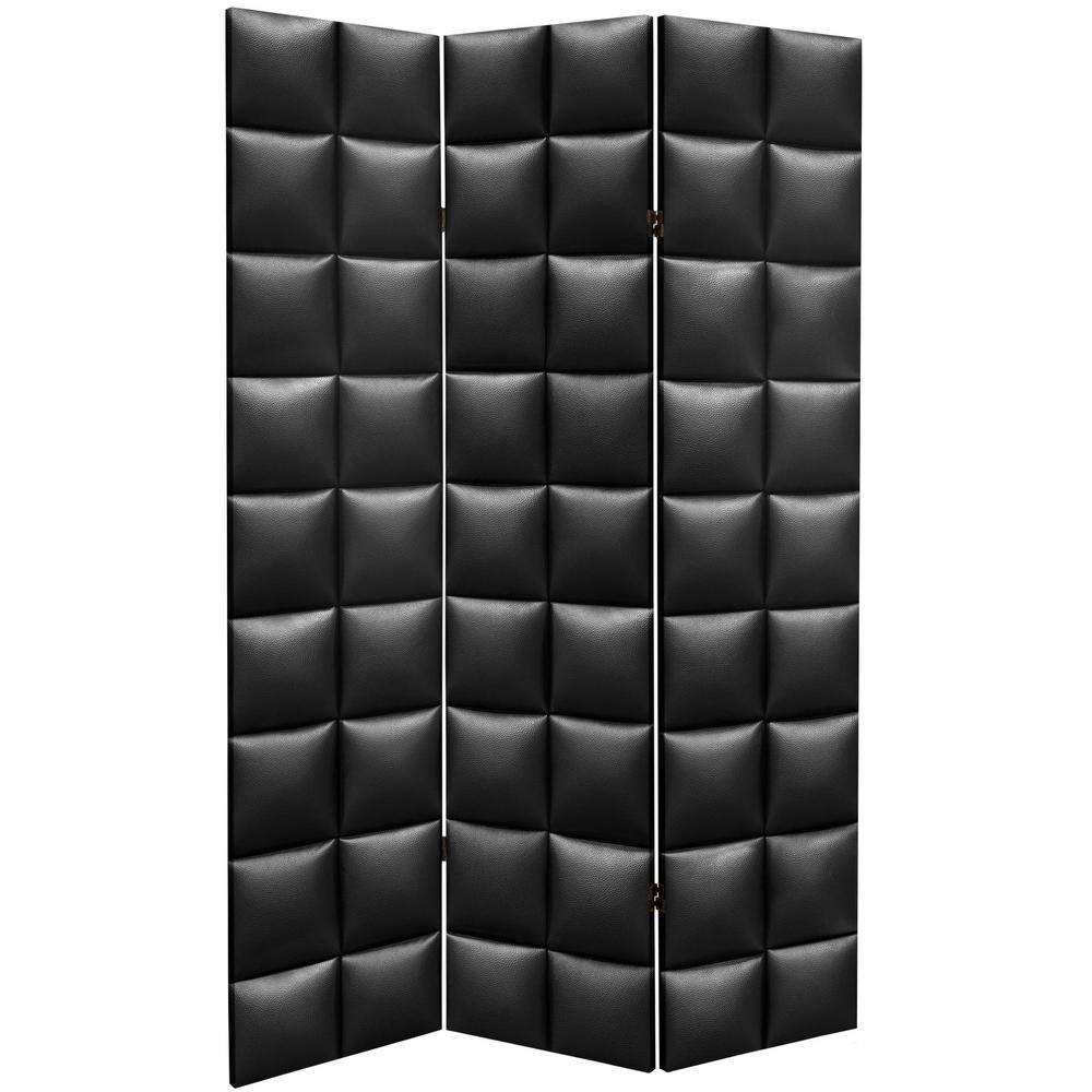 None Glam Leather Print 6 ft. Printed 3-Panel Room Divider