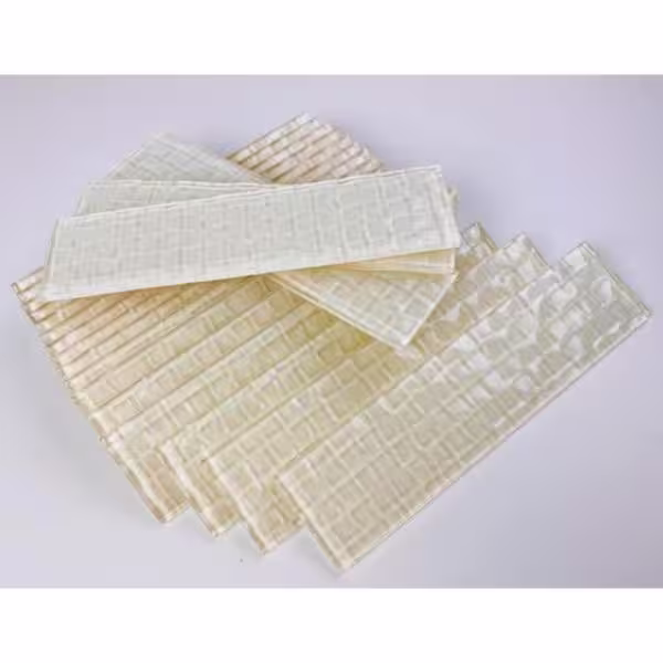 ABOLOS Coastal Design Style Glossy Cream Subway 2 in. x 8 in. Textured Glass Decorative Tile (9 sq. ft./Case)