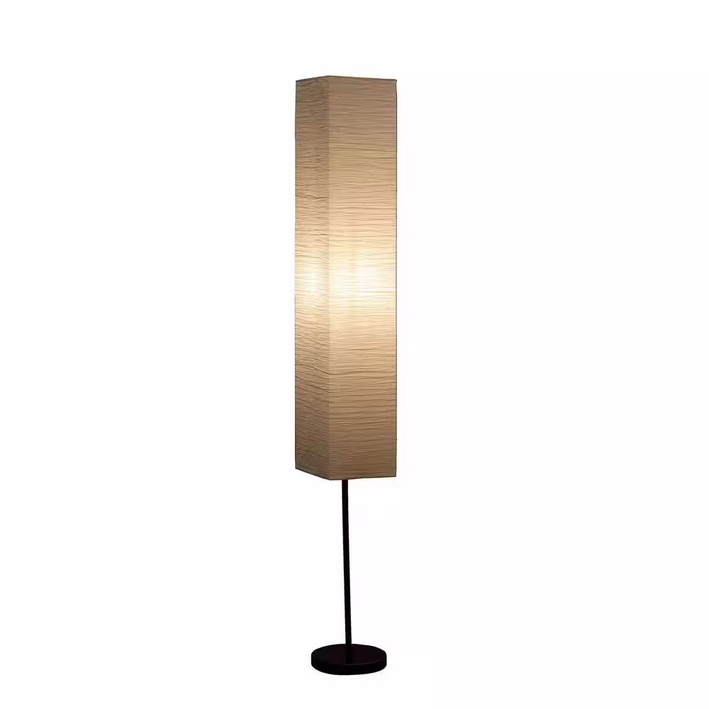 ORE International Noki 62.5 in. Black and White Japanese Paper Floor Lamp