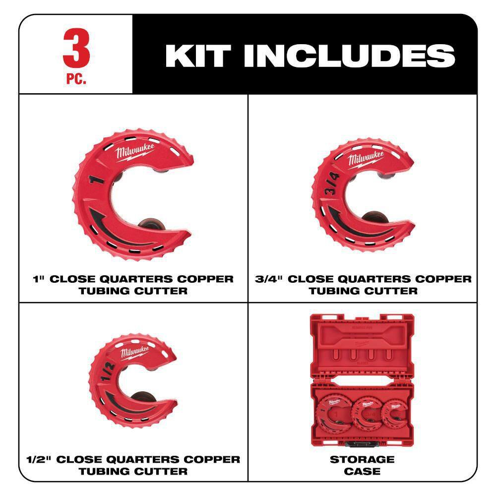 Milwaukee Close Quarters Tubing Cutter Set with 2.5 in. Basin Wrench (4-Piece)