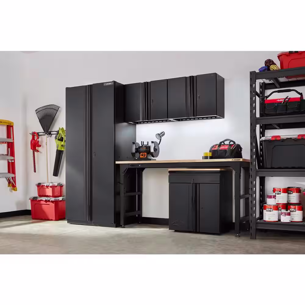 Husky 5-Piece Heavy Duty Welded Steel Garage Storage System in Black (108 in. W x 81 in. H x 24 in. D)